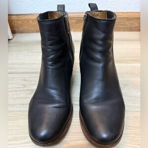 Frye Black Leather Ankle Boots